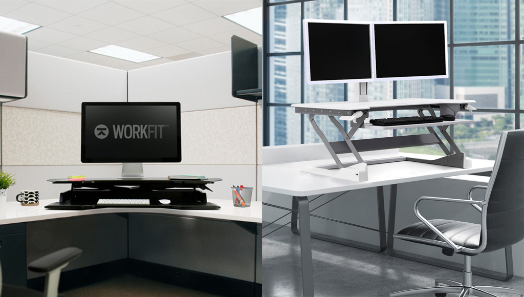 Standing desk Ergotron memungkinkan pekerja kantoran untuk bekerja sambil berdiri dengan nyaman 