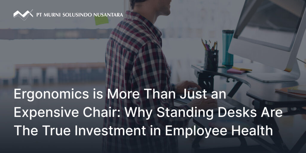 blog cover illustration showing a man working with ergonomic standing desk