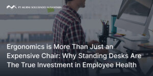 blog cover illustration showing a man working with ergonomic standing desk